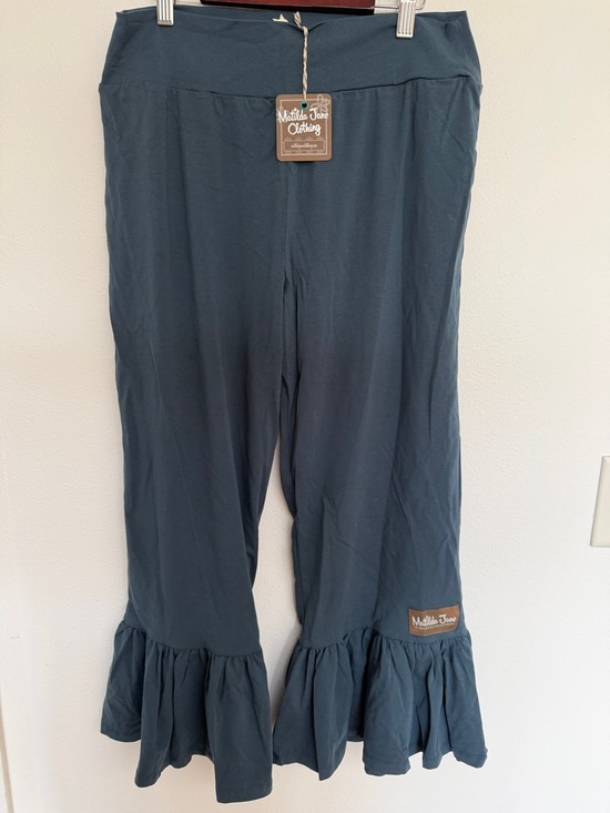 Matilda Jane Pants - Matilda Jane Slate Navy  Ruffle Hem Cropped Pants